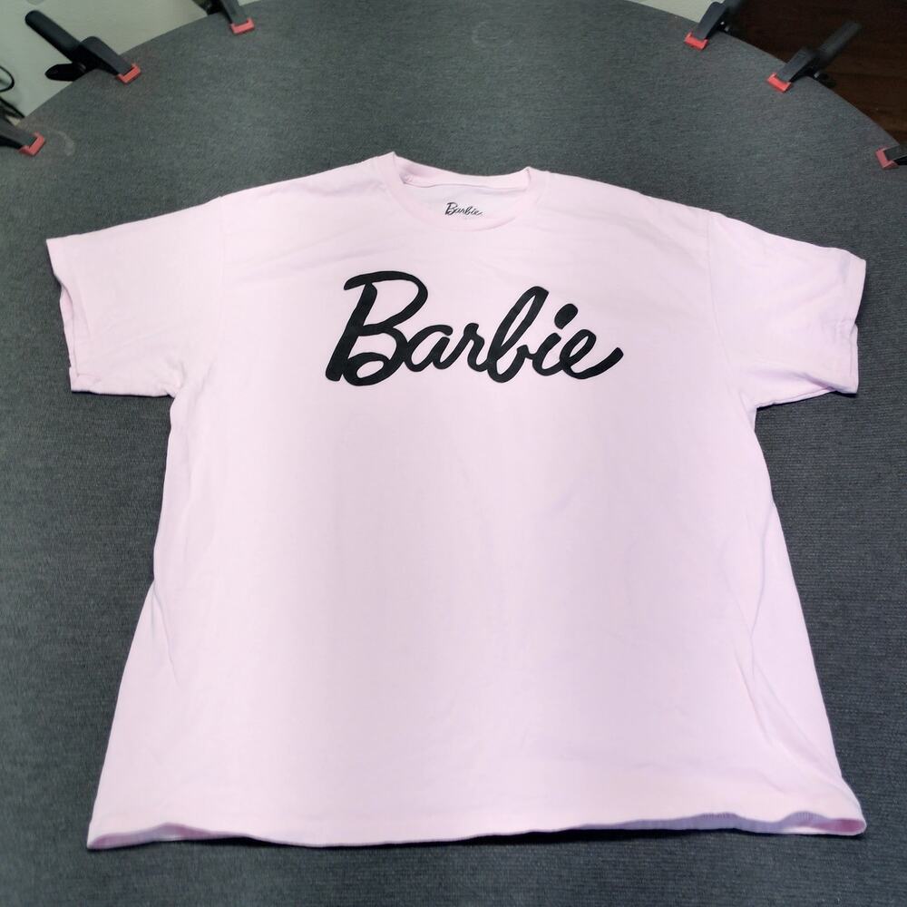 Barbie Classic Logo T Shirt Adult XL Pink Graphic Tee Mattel 2023 Cotton